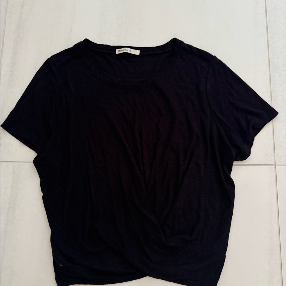 Marine Layer Lexi rib knit twist front top size Large